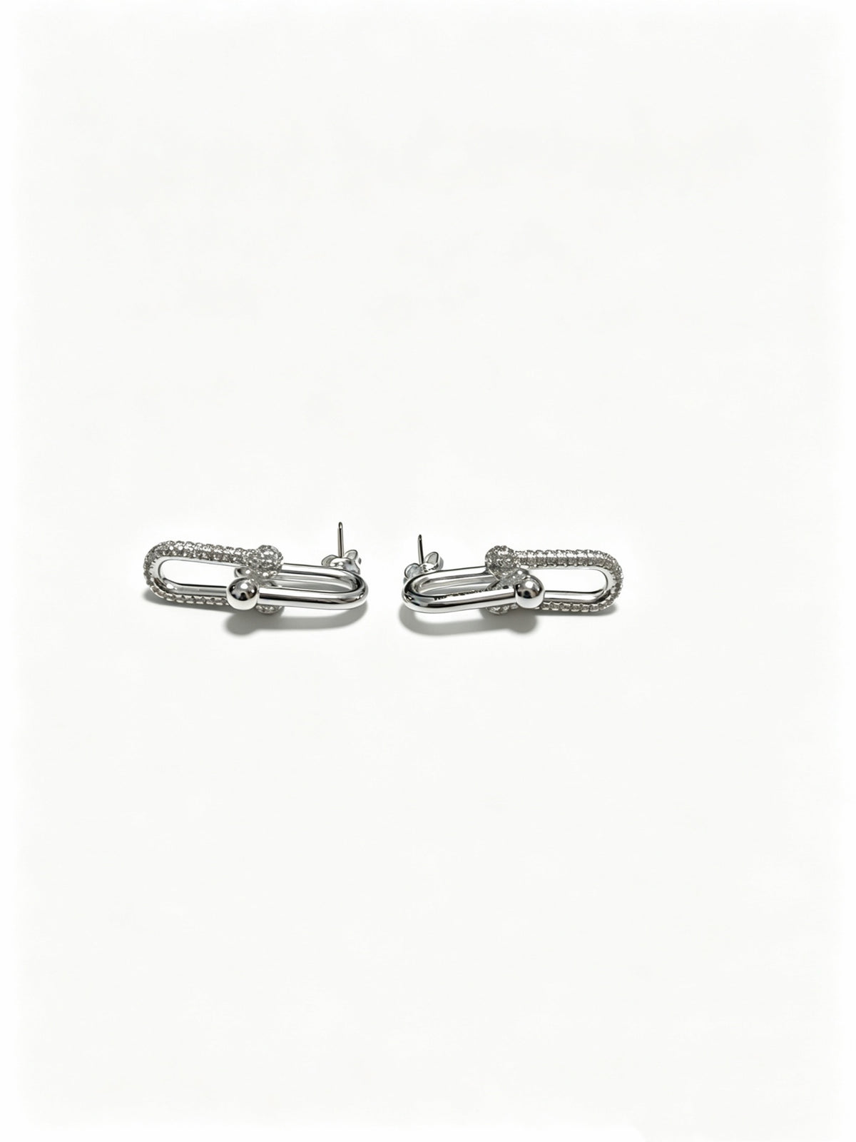 Signature Motif Stud Earrings in Polished Metal-Tone – Design 03 main product view