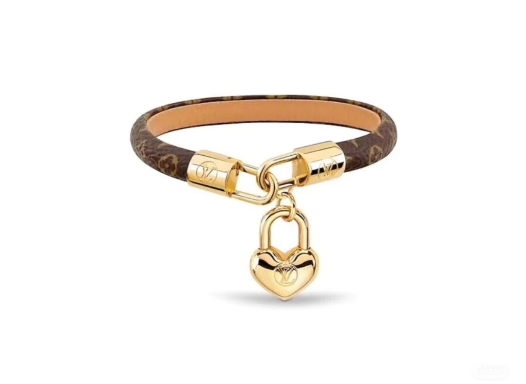 Geometric Emblem Leather-Detail Bracelet – Leather Detail – Design 023 main product view