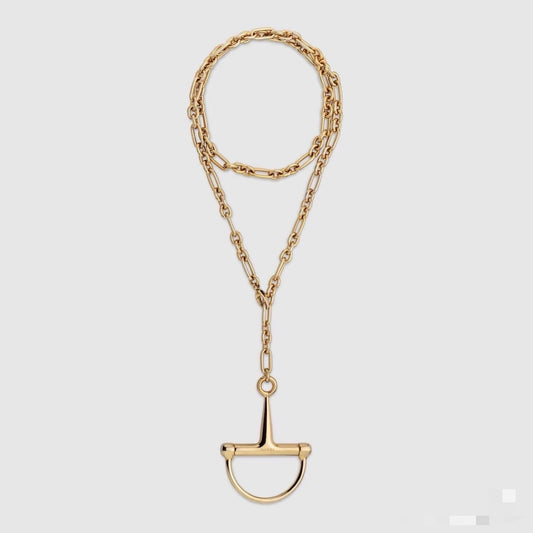 Double-G Emblem Pendant Necklace in Gold-Tone – Design 019 main product view