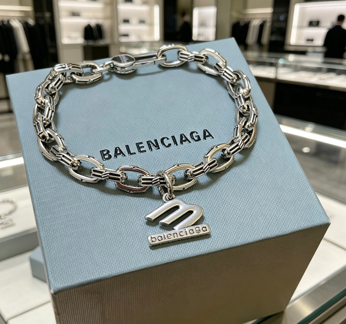 Geometric Emblem Bracelet in Polished Metal-Tone – Design 068 front product view