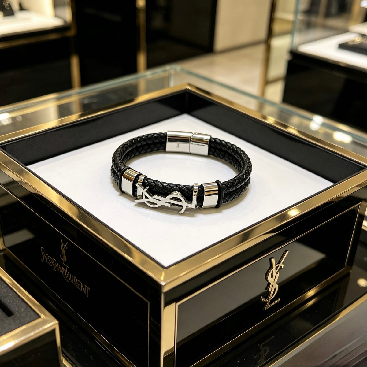 Geometric Emblem Bangle in Polished Metal-Tone – Design 005 front product view