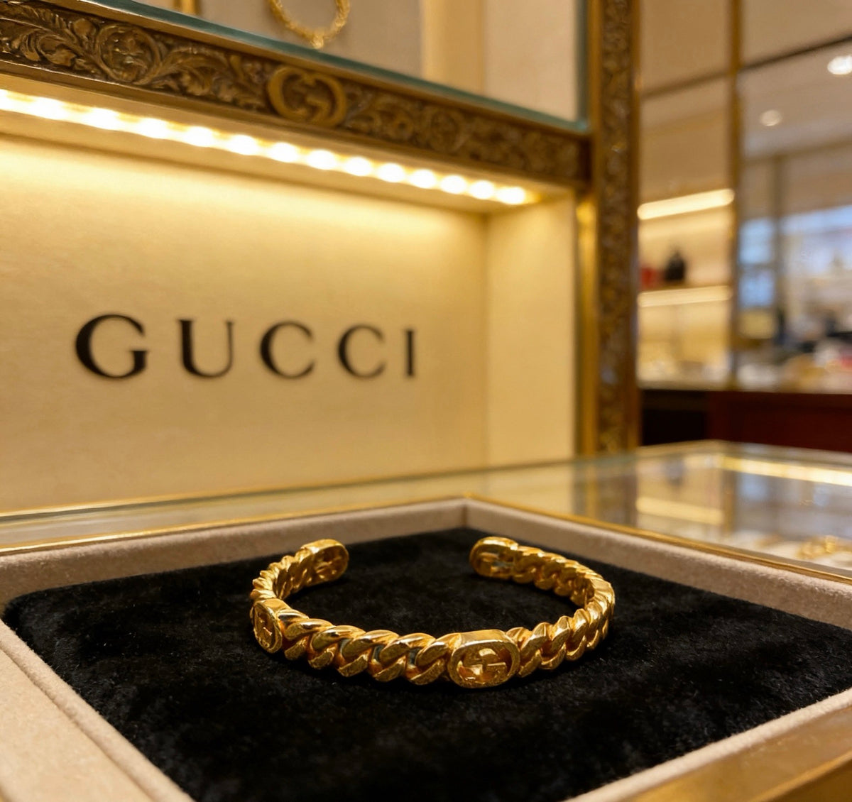 Double-G Emblem Bangle in Rose-Gold-Tone front product view