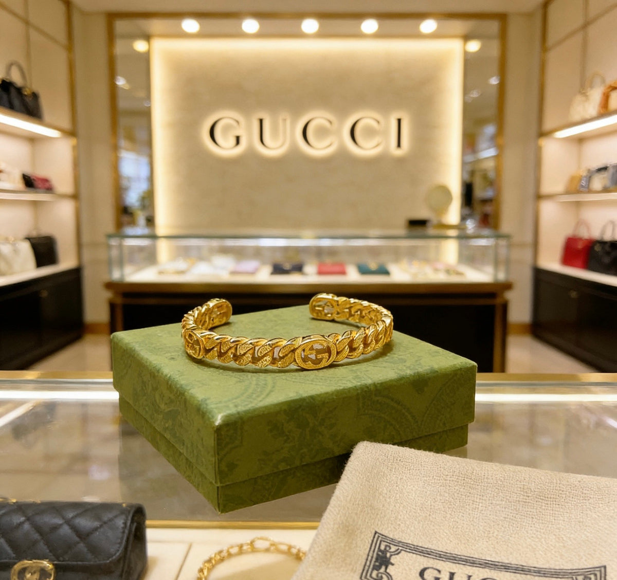 Double-G Emblem Bangle in Rose-Gold-Tone side detail