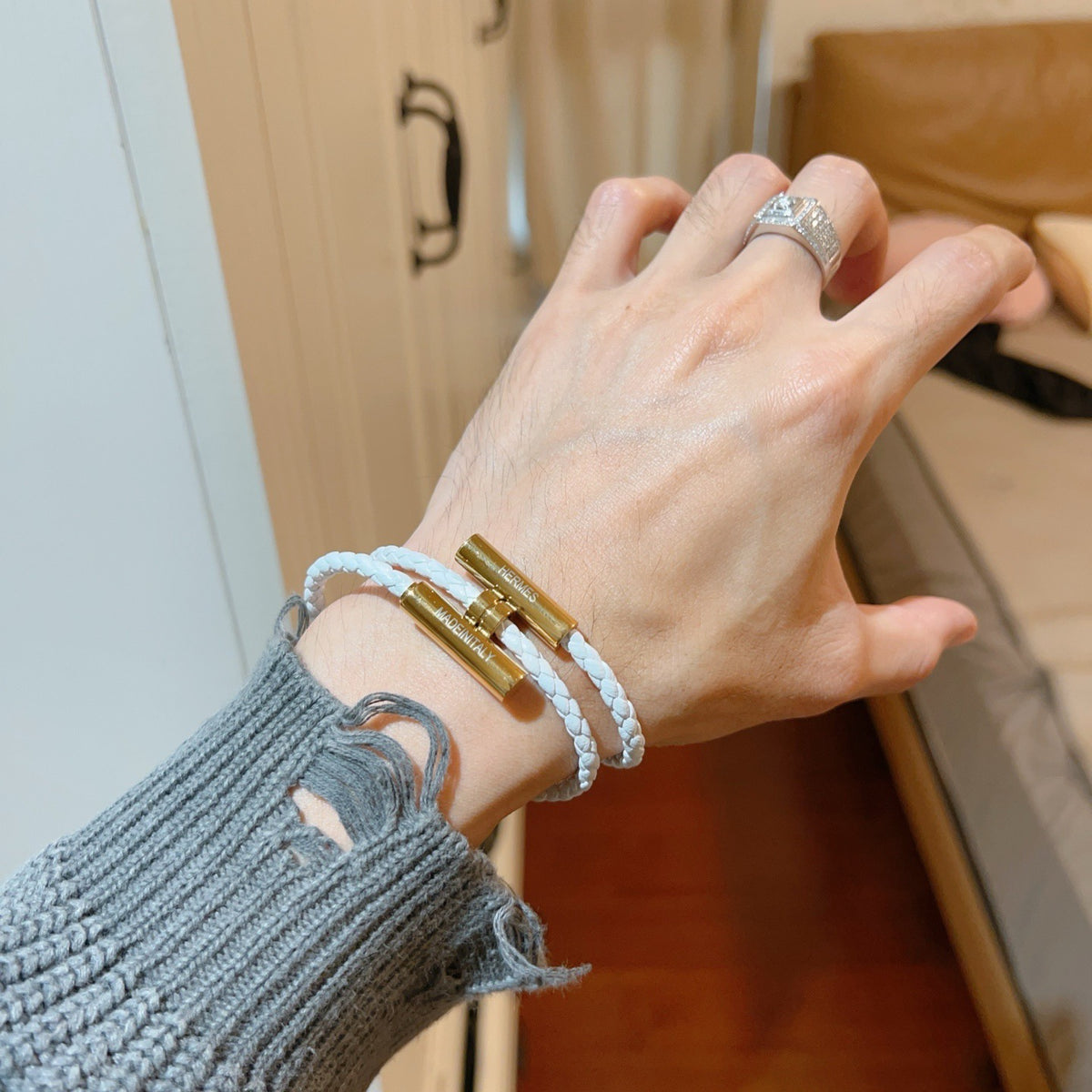 Horse Braided Bracelet in Silver-Tone – Braided Detail – Design 008 detail view