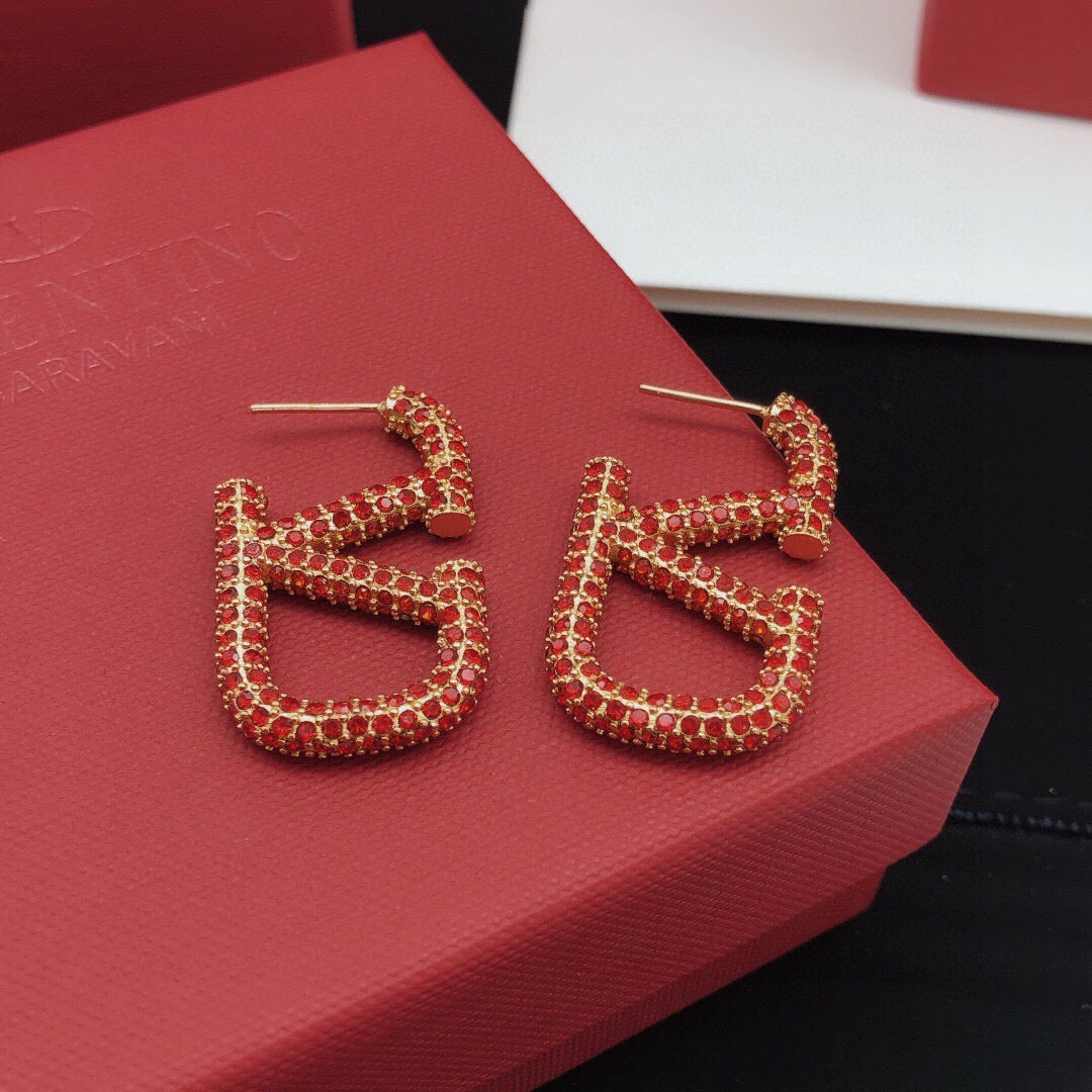 Signature Emblem Crystal-Accent Stud Earrings – Medium – Design 02 styled detail