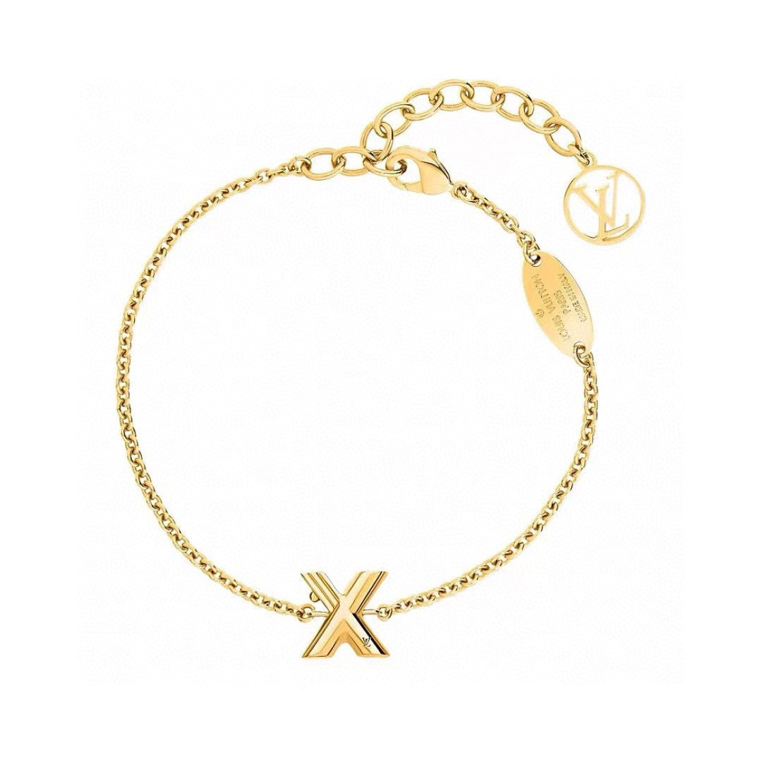 Letter Emblem Bracelet in Polished Metal-Tone – Design 044 main product view