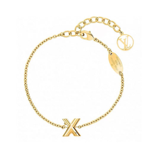 Letter Emblem Bracelet in Polished Metal-Tone – Design 044 main product view