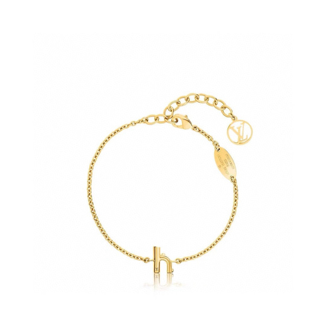 Letter Emblem Bracelet in Polished Metal-Tone – Design 044 main product view