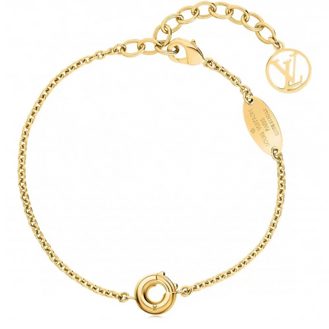 Letter Emblem Bracelet in Polished Metal-Tone – Design 044 styled product view