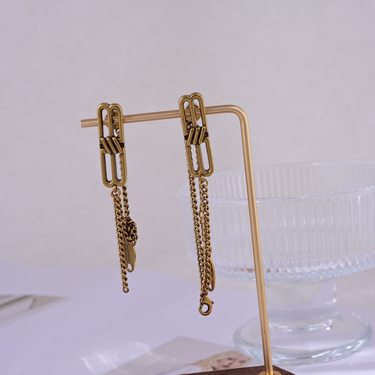Ring Motif Statement Earrings in Gold-Tone – Design 012 close-up detail