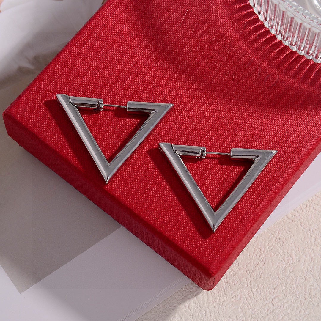 Triangle Stud Earrings in Gold-Tone – Design 02 close-up view