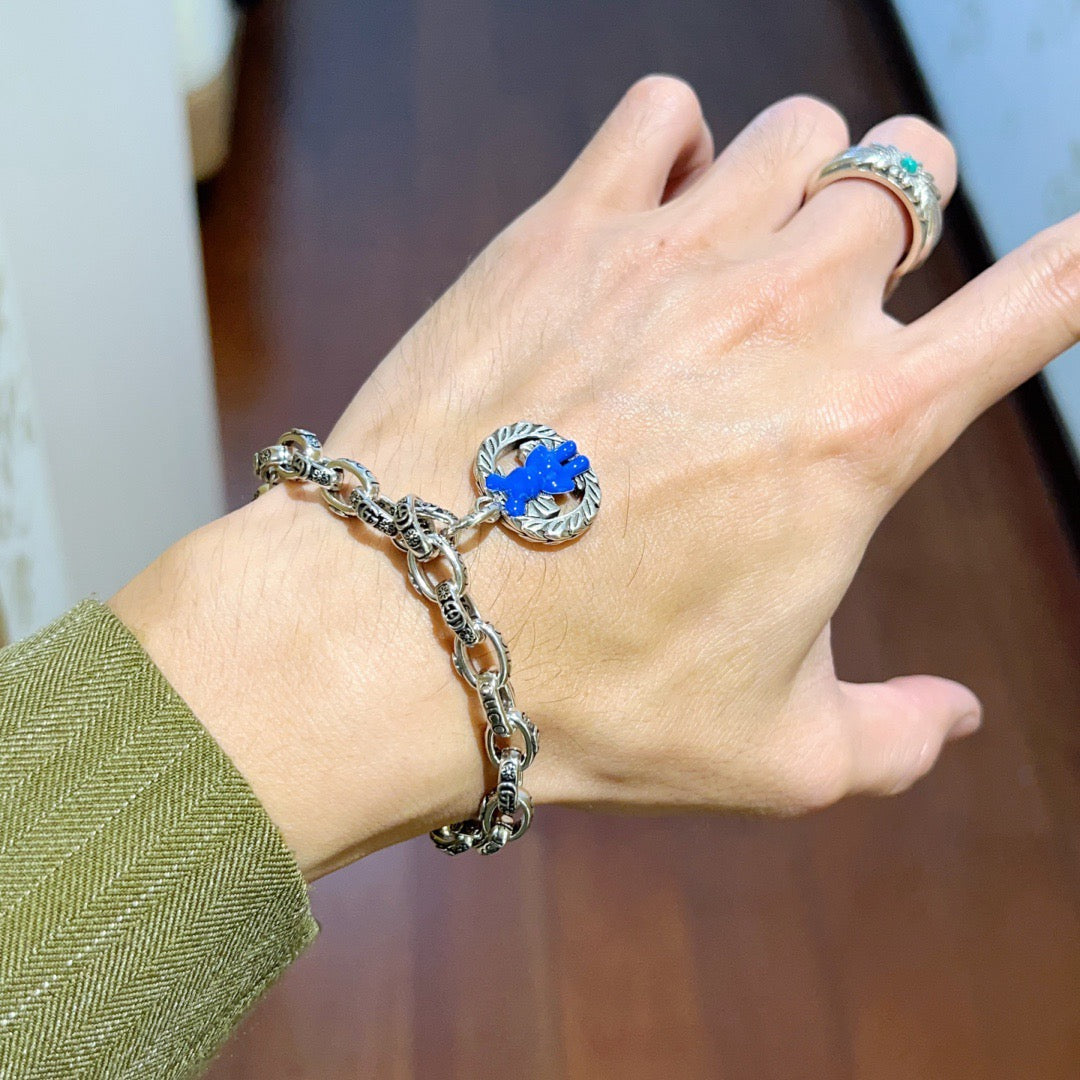 Floral Bracelet in Polished Metal-Tone – Design 019 styled product view