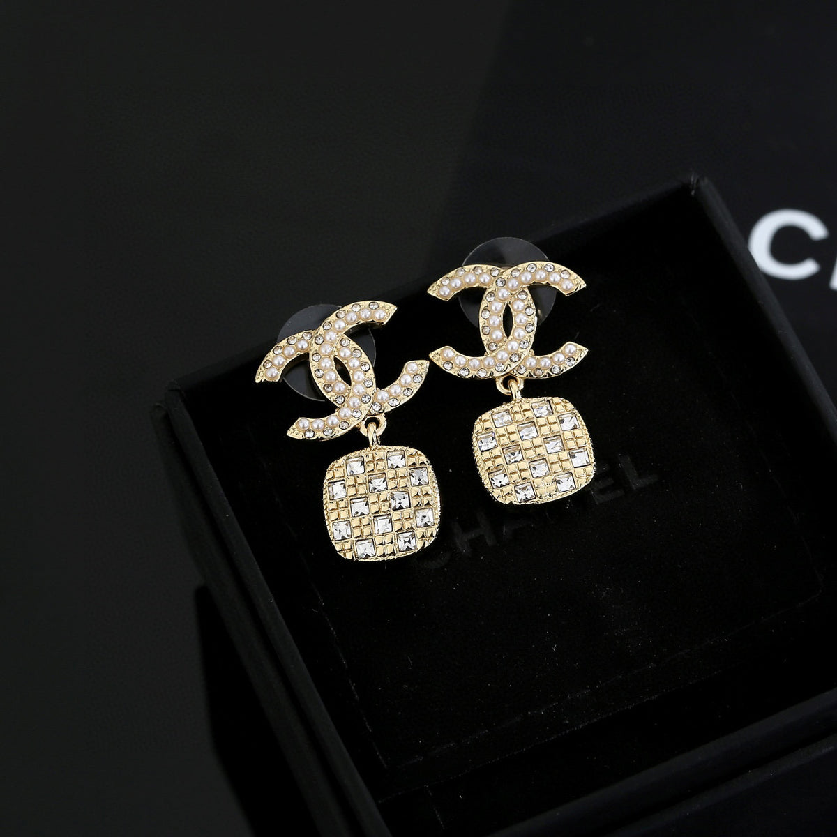 Signature Emblem Stud Earrings in Gold-Tone – Design 079 main product view