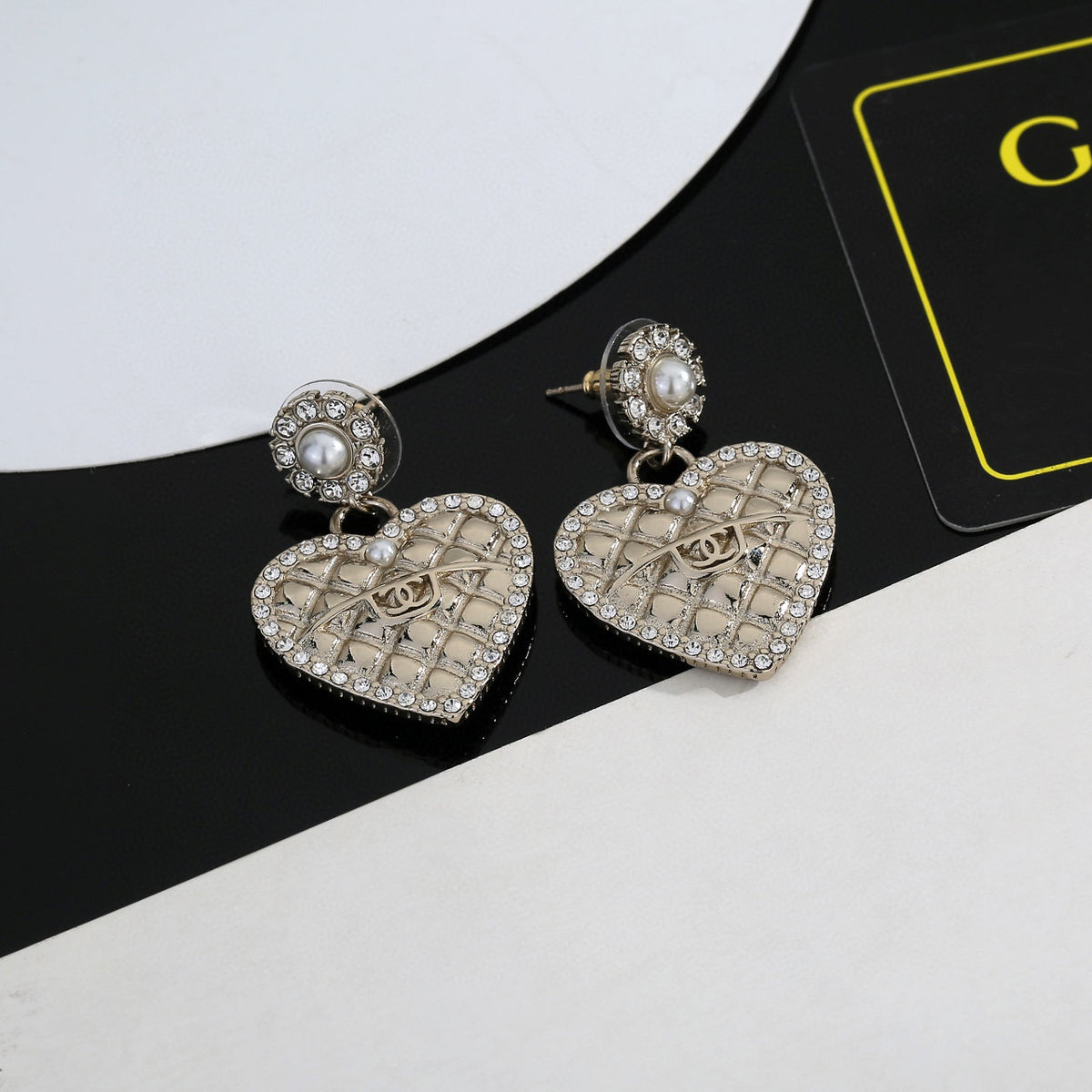 Signature Emblem Stud Earrings in Gold-Tone – Design 077 main product view