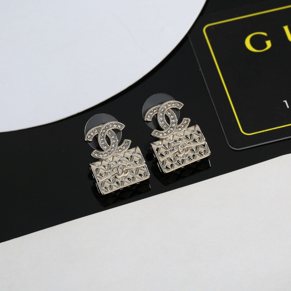 Signature Emblem Stud Earrings in Gold-Tone – Design 013 main product view