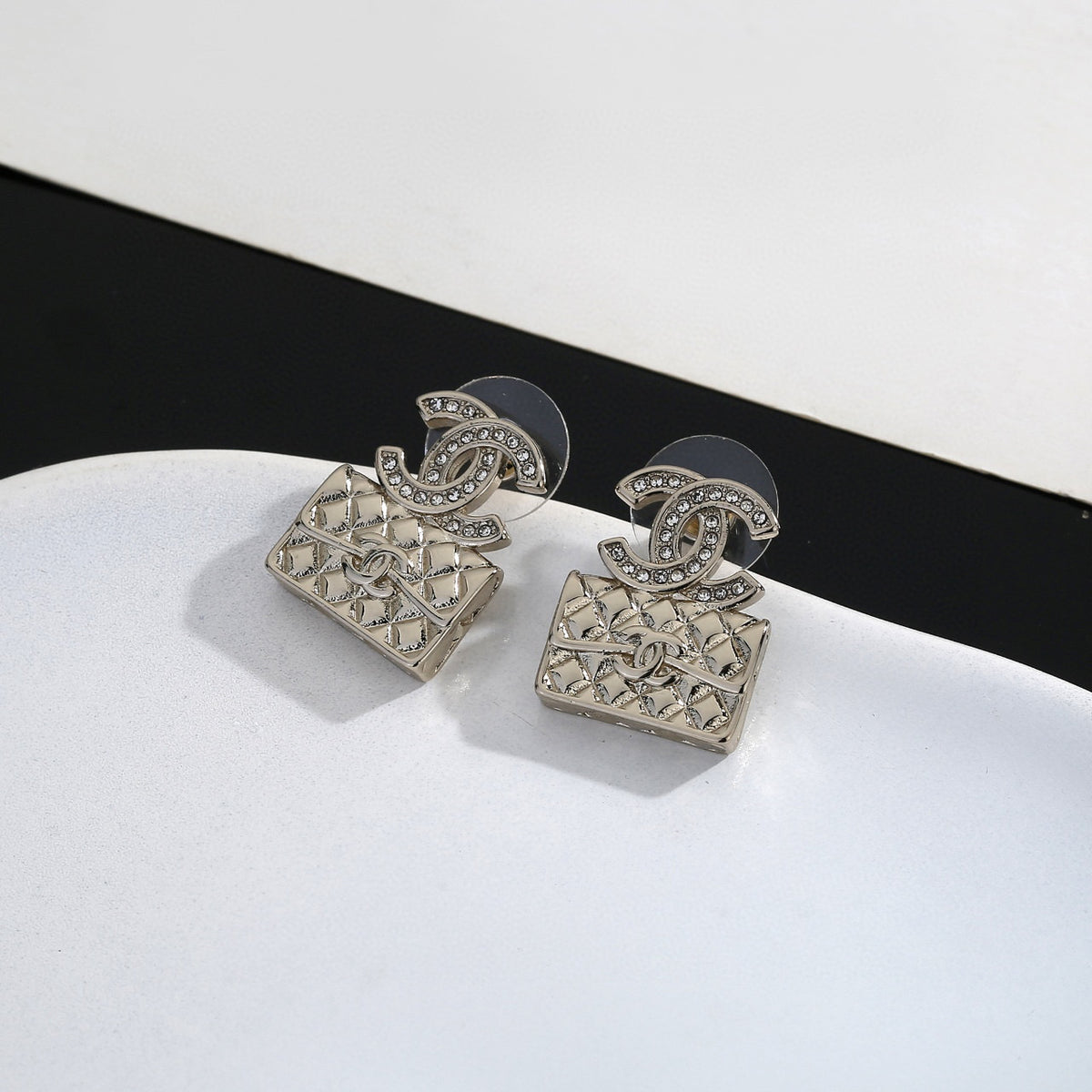 Signature Emblem Stud Earrings in Gold-Tone – Design 013 side detail