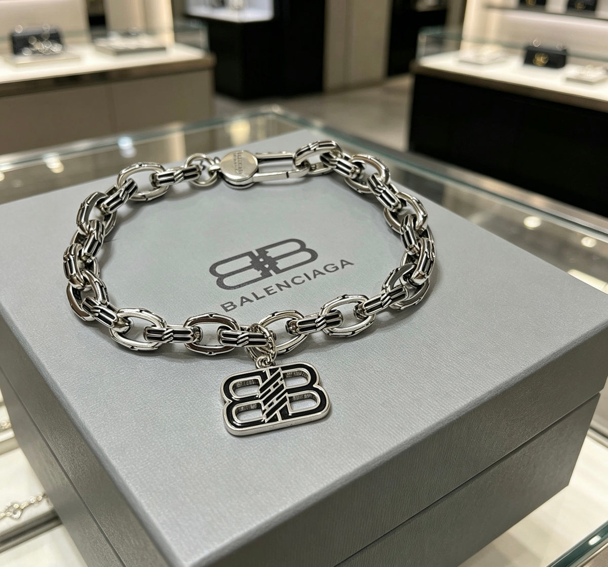 Geometric Emblem Bracelet in Polished Metal-Tone – Design 072 main product view