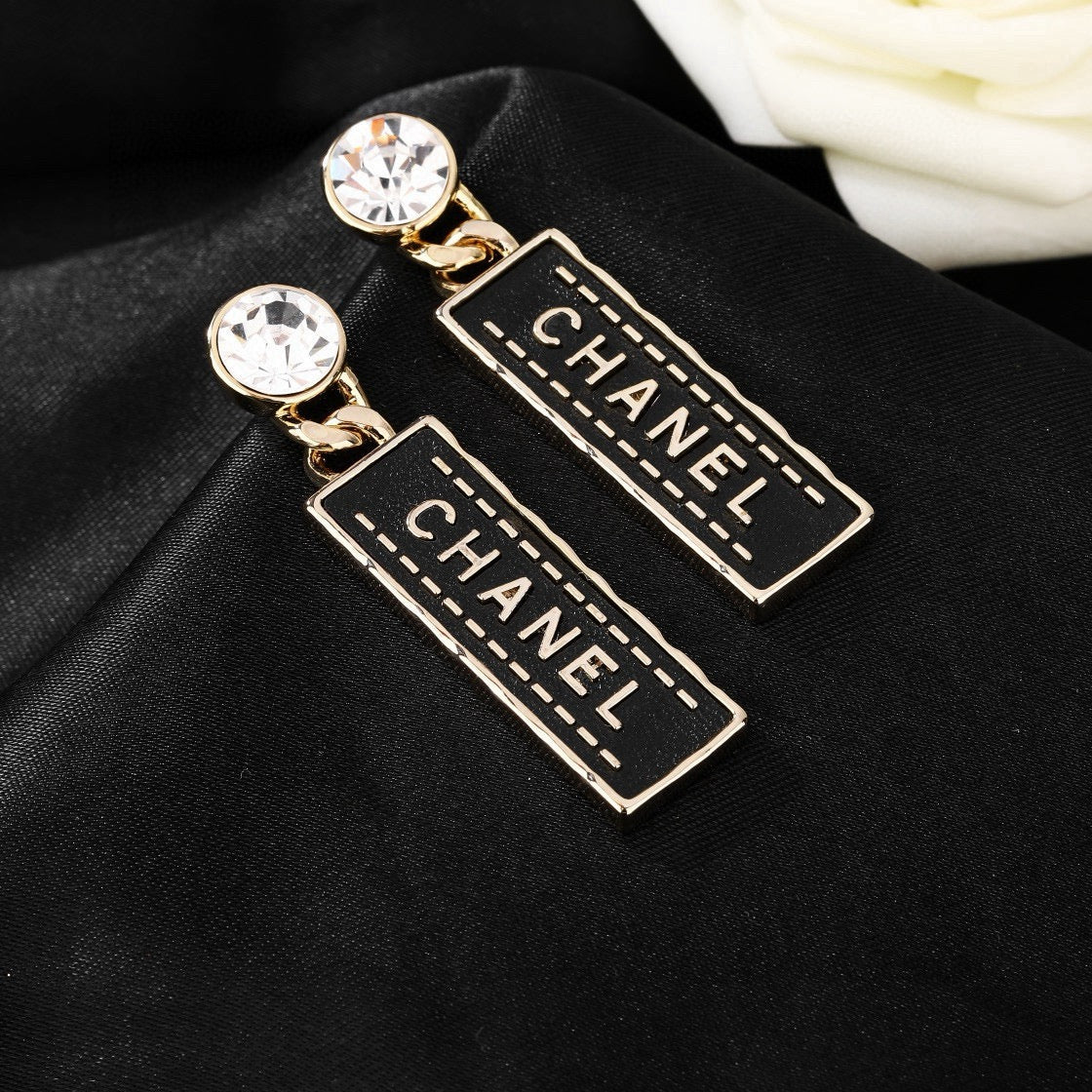 Signature Emblem Statement Earrings in Gold-Tone – Design 006 detail view