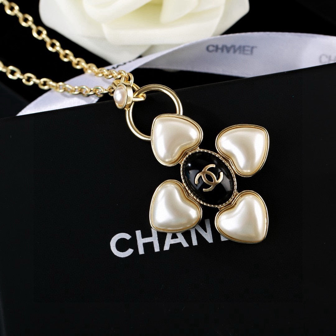 Signature Emblem Pendant Necklace in Gold-Tone – Design 020 front product view