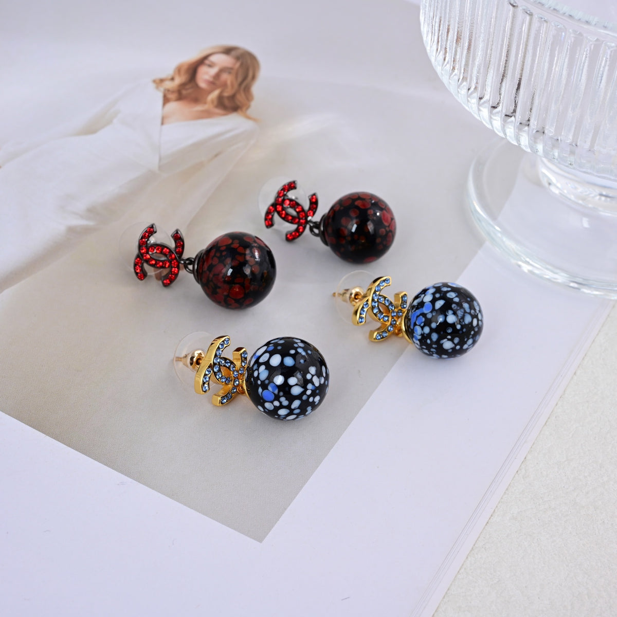 Signature Emblem Stud Earrings in Polished Metal-Tone – Design 126 detail view