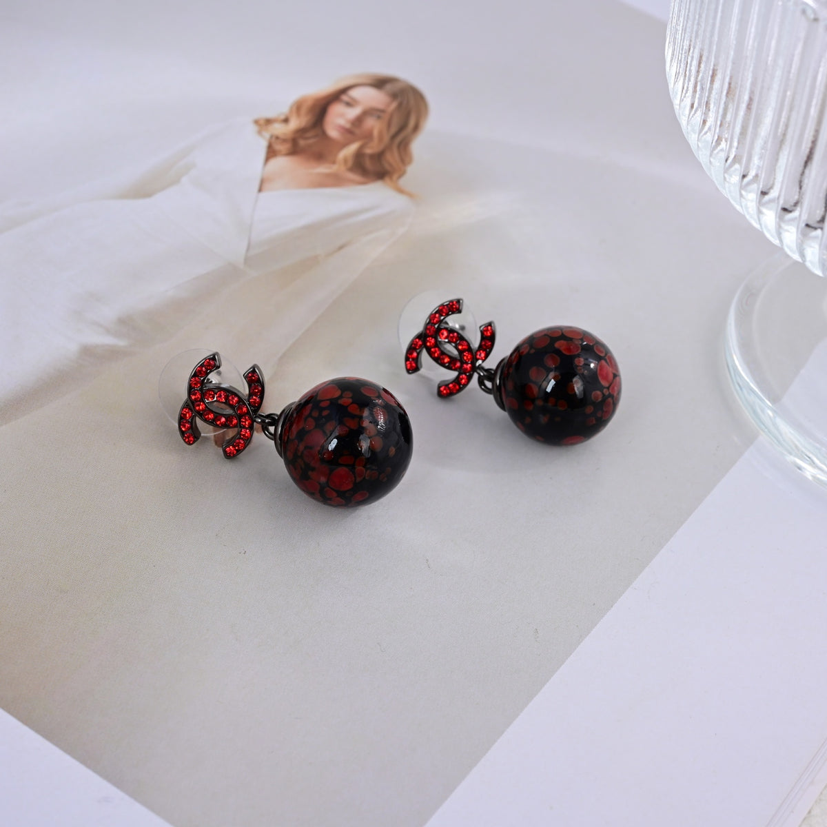 Signature Emblem Stud Earrings in Polished Metal-Tone – Design 126 styled product view