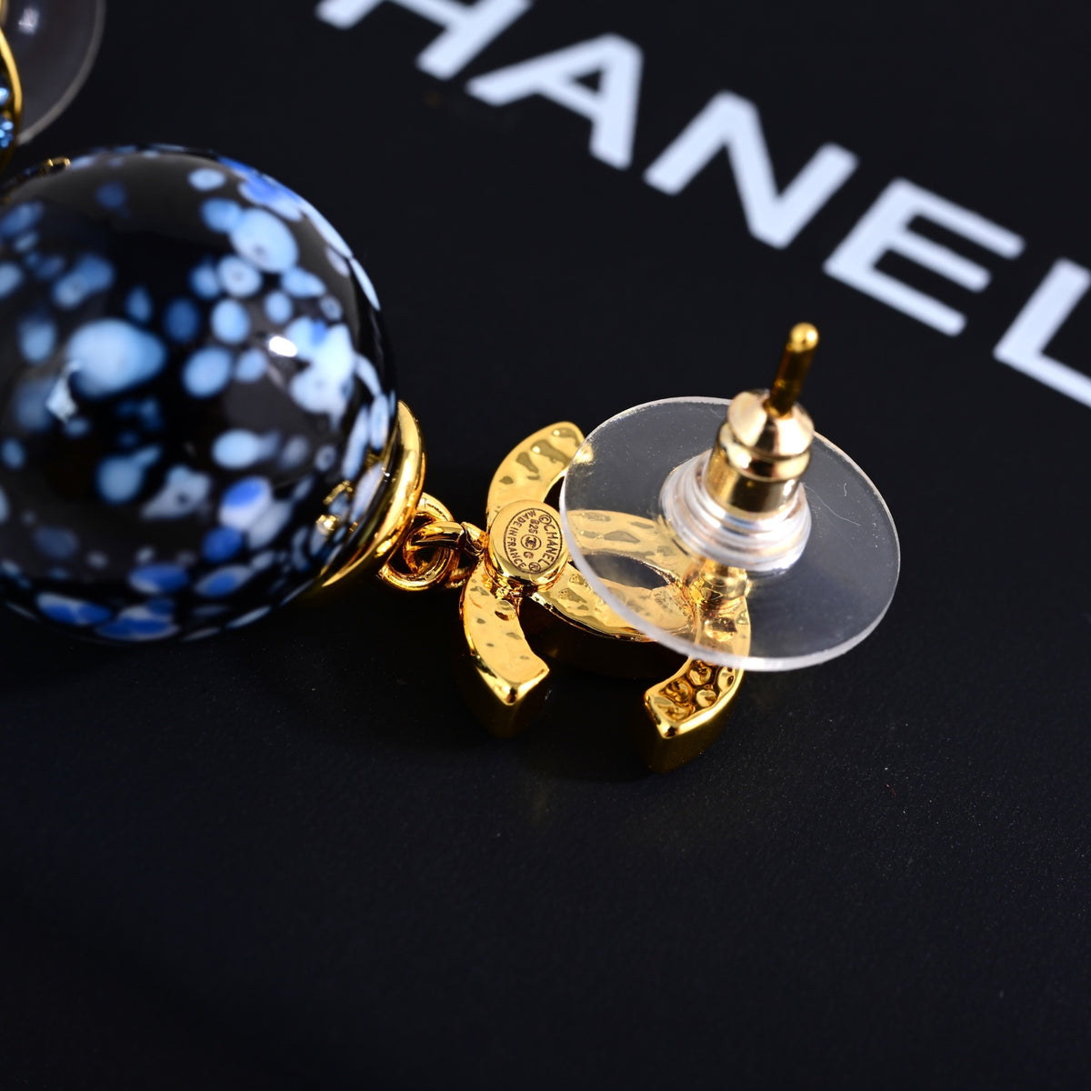 Signature Emblem Stud Earrings in Polished Metal-Tone – Design 126 close-up detail