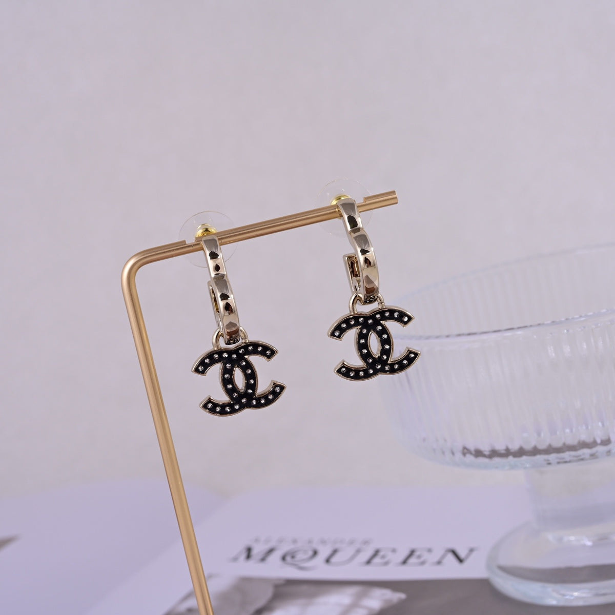 Signature Emblem Stud Earrings in Polished Metal-Tone – Design 125 front product view