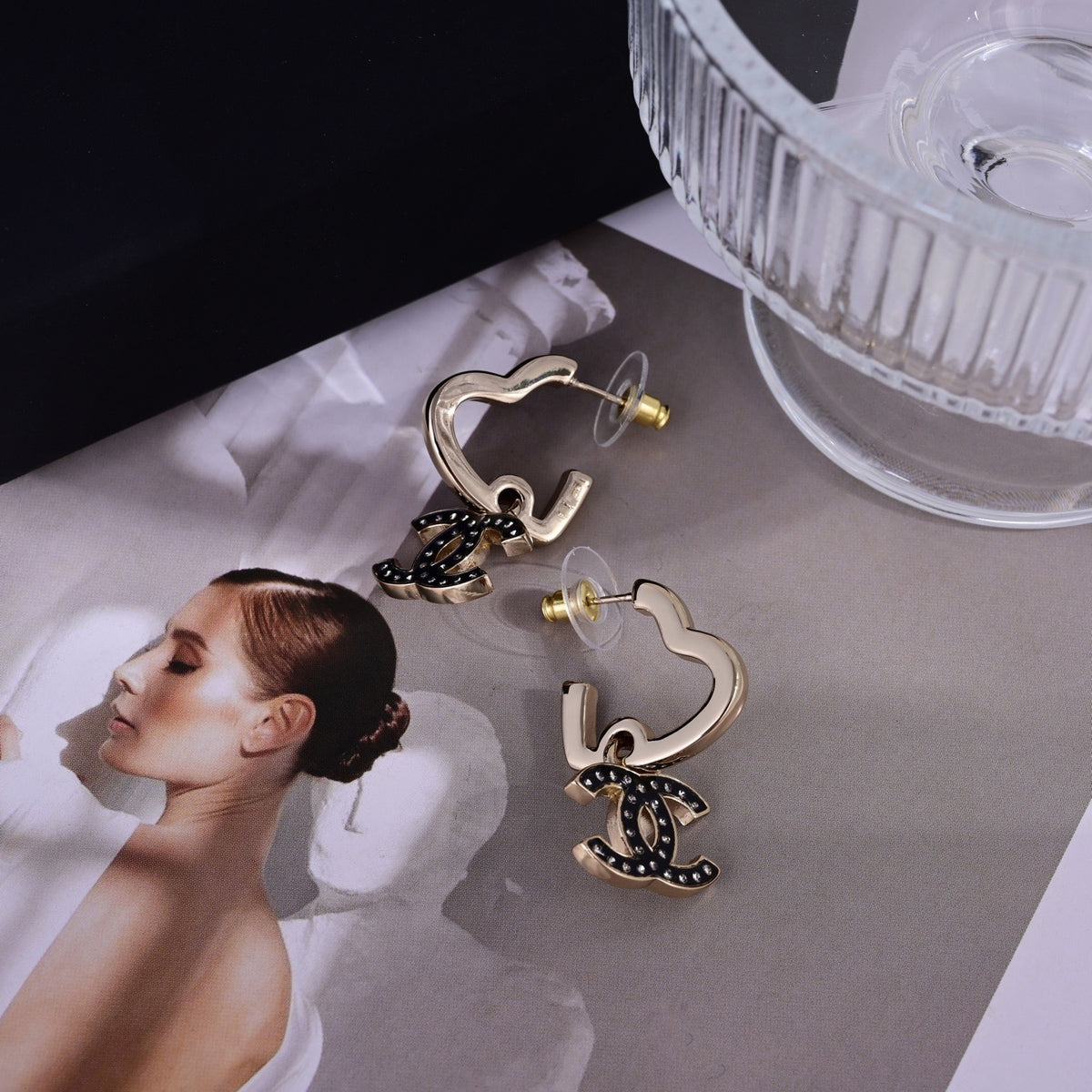 Signature Emblem Stud Earrings in Polished Metal-Tone – Design 125 close-up detail