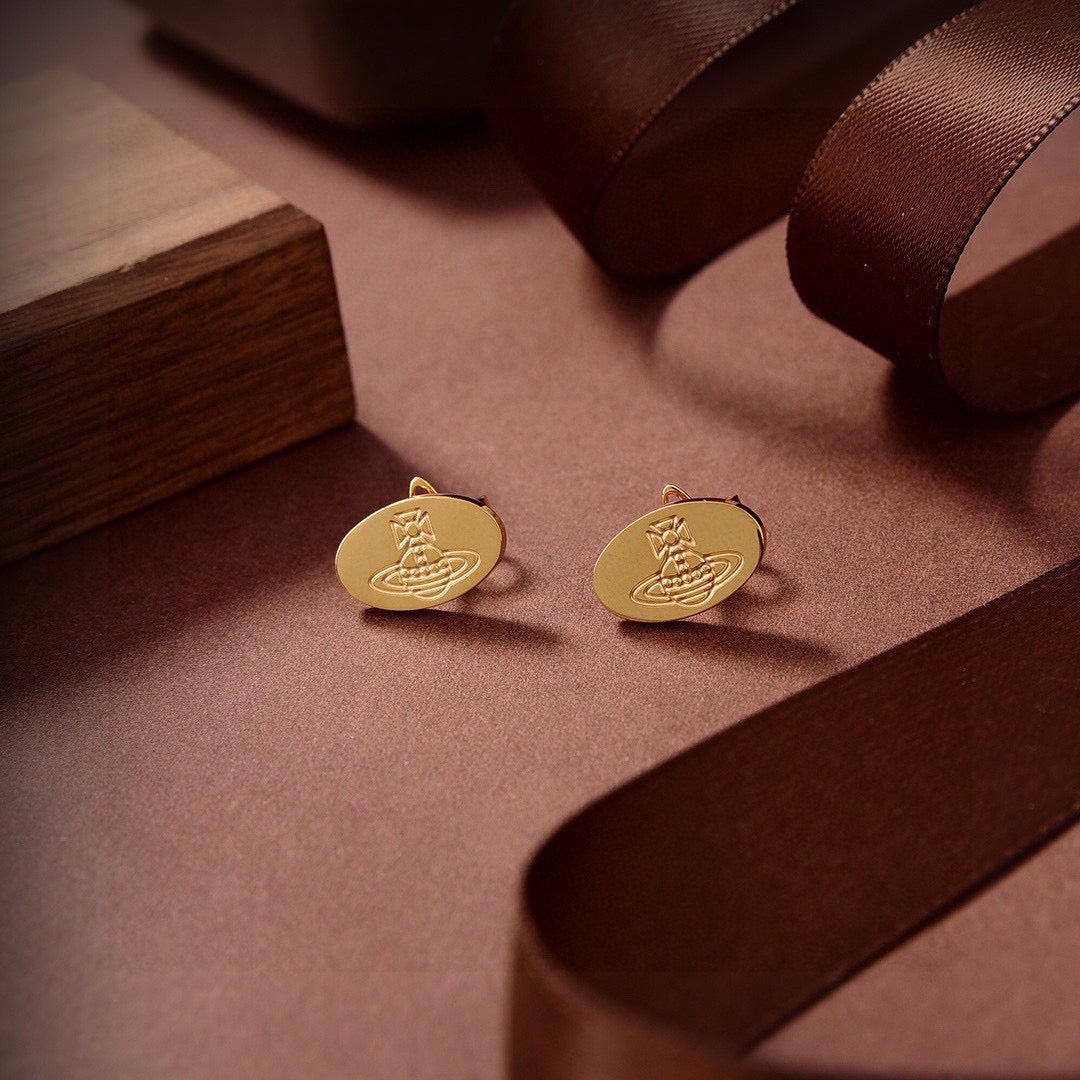 Orb Stud Earrings in Polished Metal-Tone – Design 021 styled product view