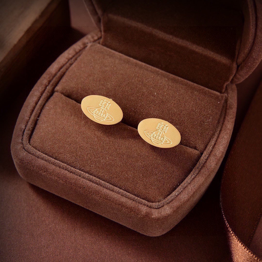 Orb Stud Earrings in Polished Metal-Tone – Design 021 main product view