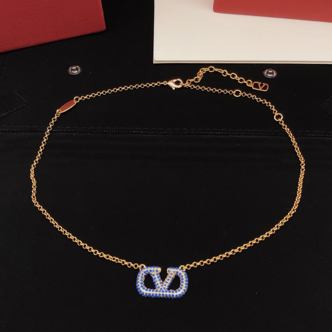 Signature Emblem Crystal-Accent Pendant Necklace – Design 05 front view