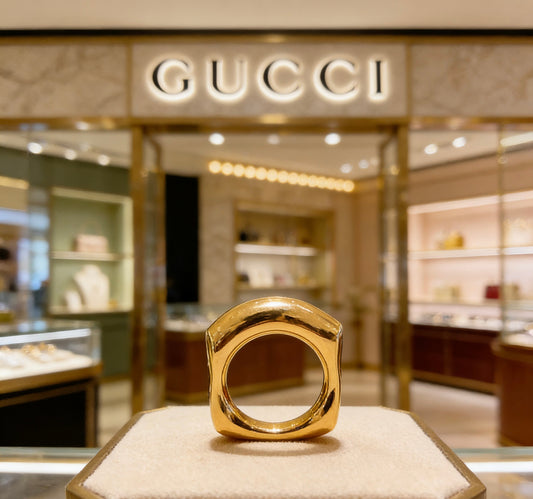 Double-G Emblem Statement Ring in Polished Metal-Tone – Design 013 main product view