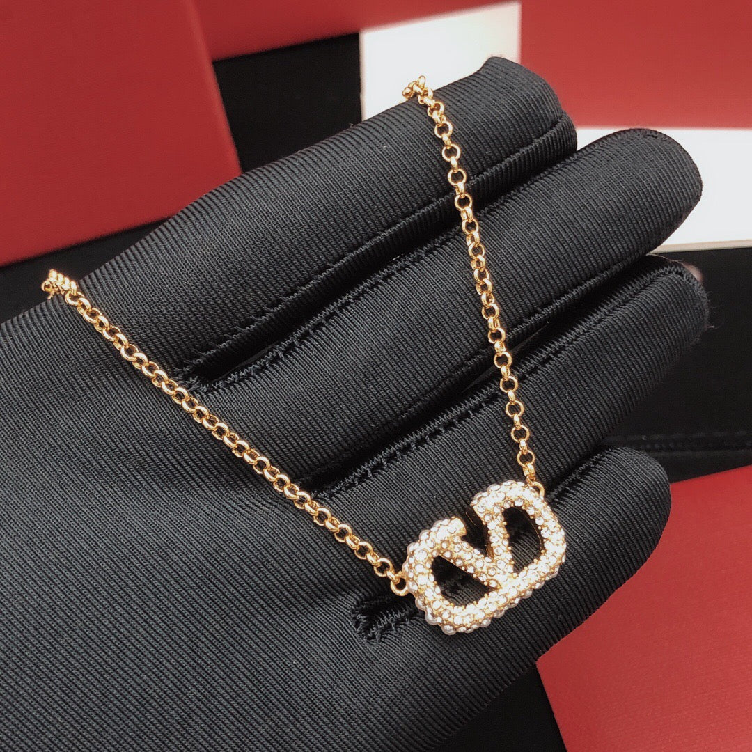 Signature Emblem Pendant Necklace in Gold-Tone – Design 04 detail view