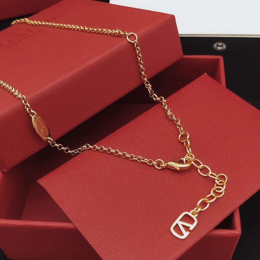 Signature Emblem Pendant Necklace in Gold-Tone – Design 04 front view