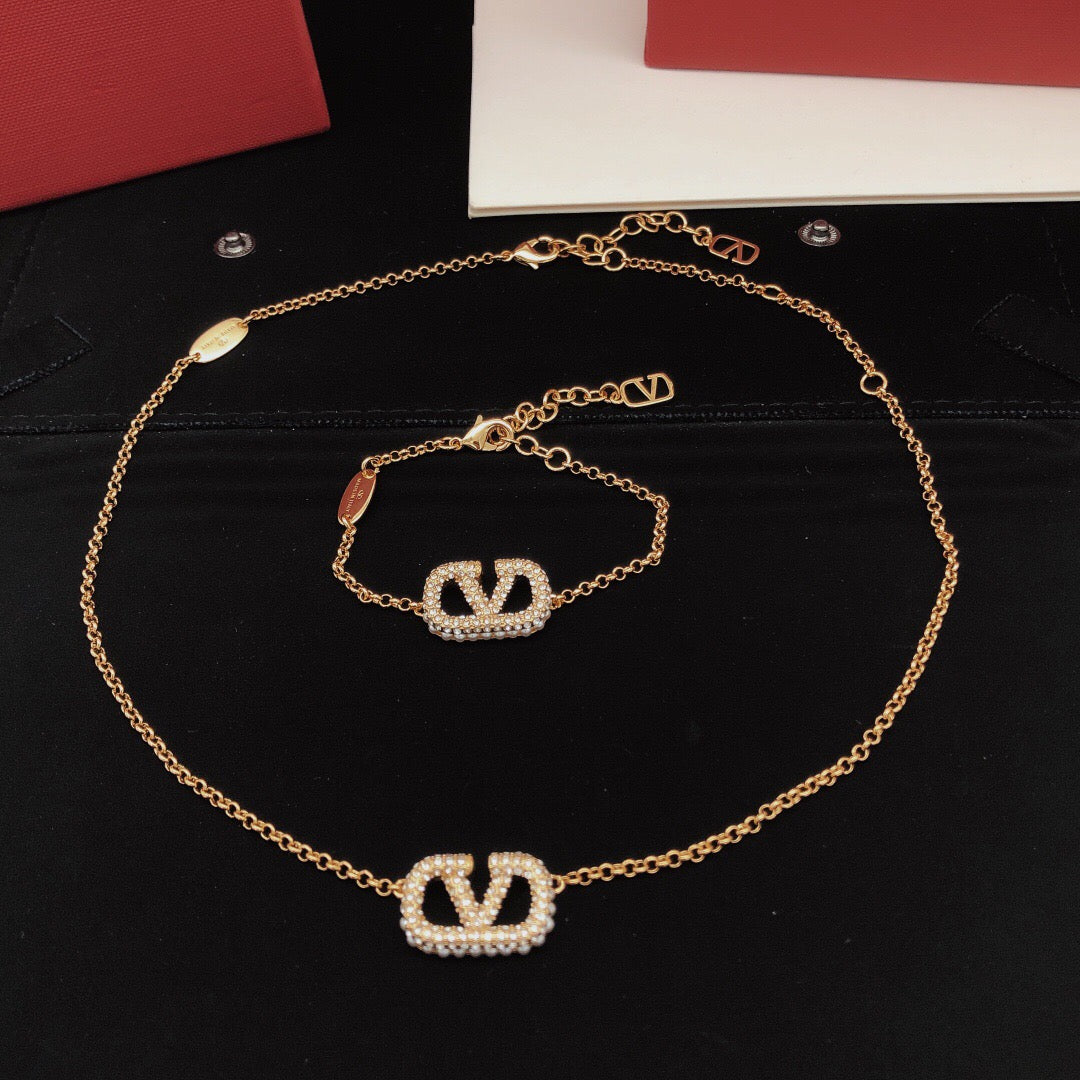 Signature Emblem Pendant Necklace in Gold-Tone – Design 04 front view