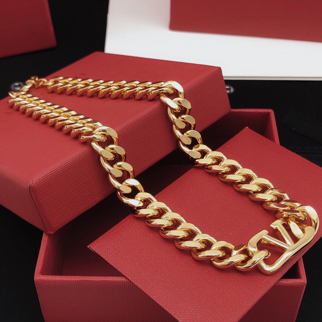Signature Emblem Pendant Necklace in Gold-Tone – Design 03 main product view