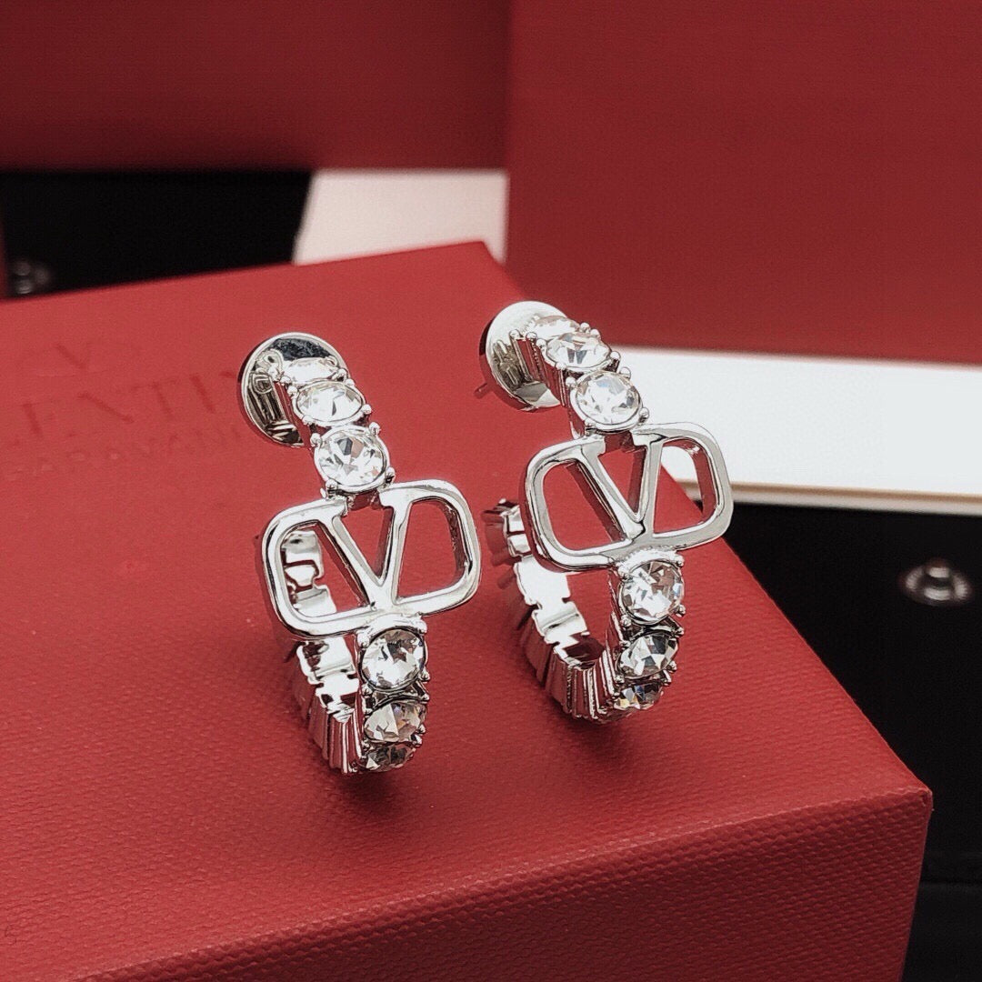 Moon Crystal-Accent Statement Earrings – Design 08 front view