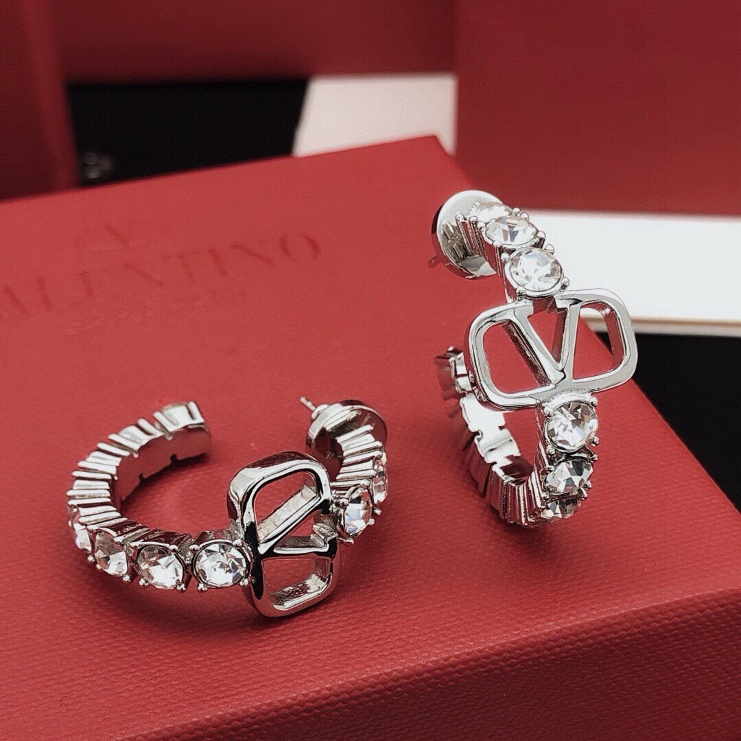 Moon Crystal-Accent Statement Earrings – Design 06 main product view