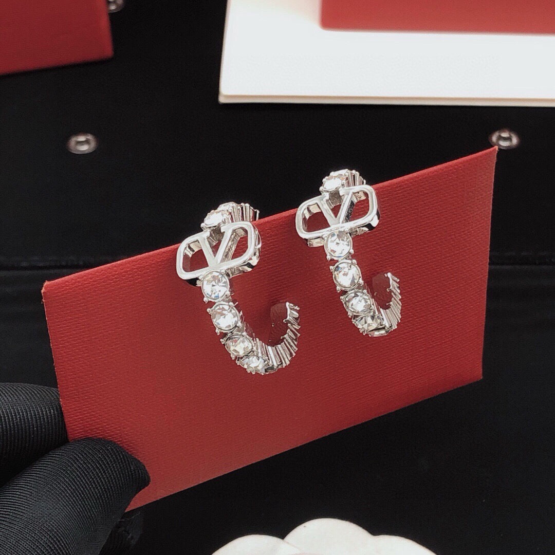 Moon Crystal-Accent Statement Earrings – Design 06 front view