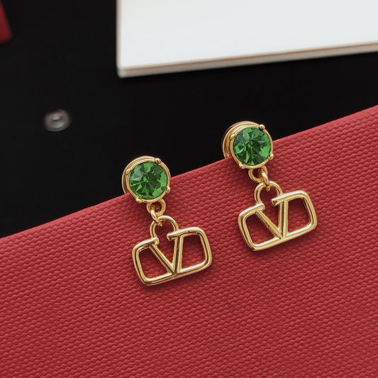 V Emblem Crystal-Accent Stud Earrings – Pink main product view