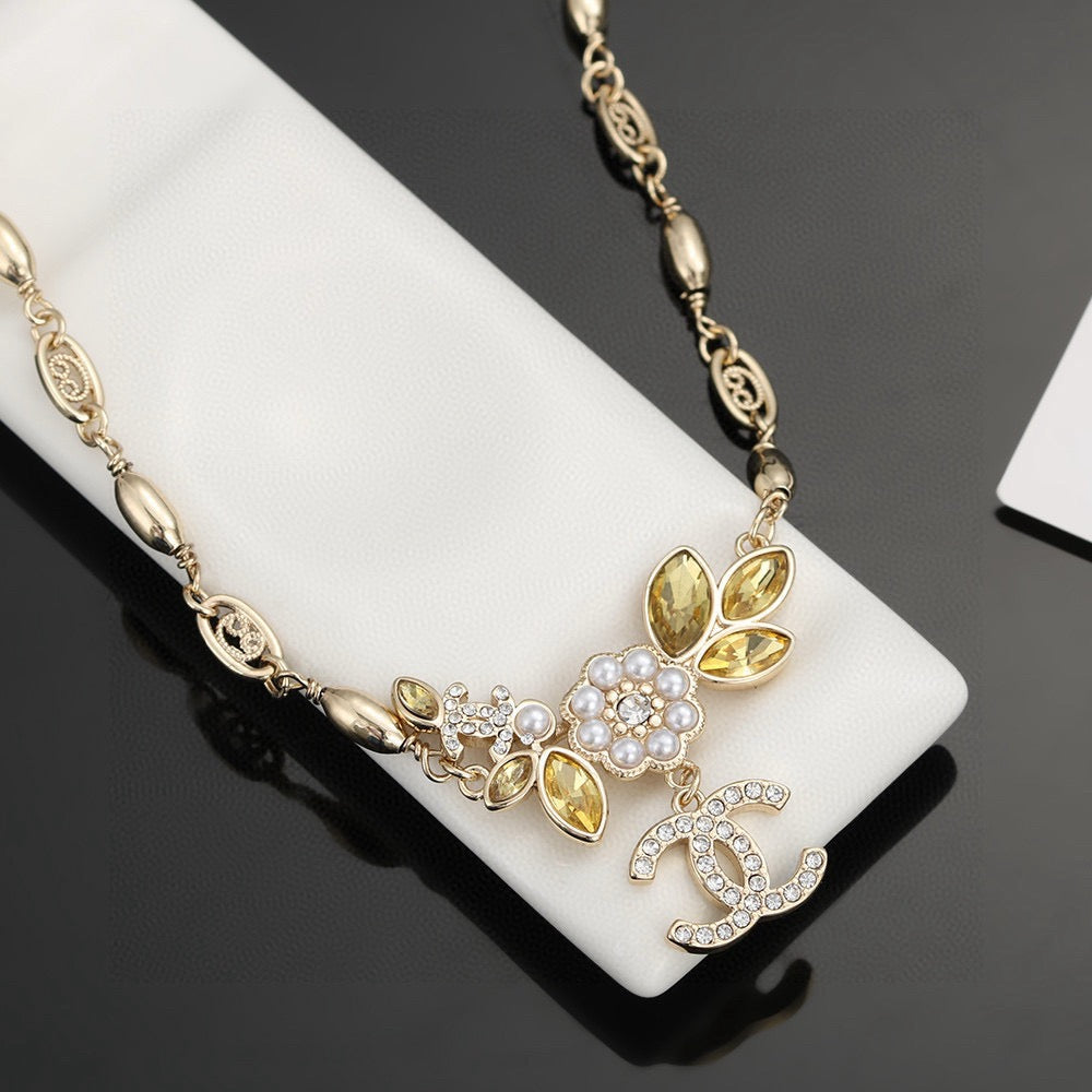 Camellia Pendant Necklace in Gold-Tone – Camellia Detail – Design 005 detail view