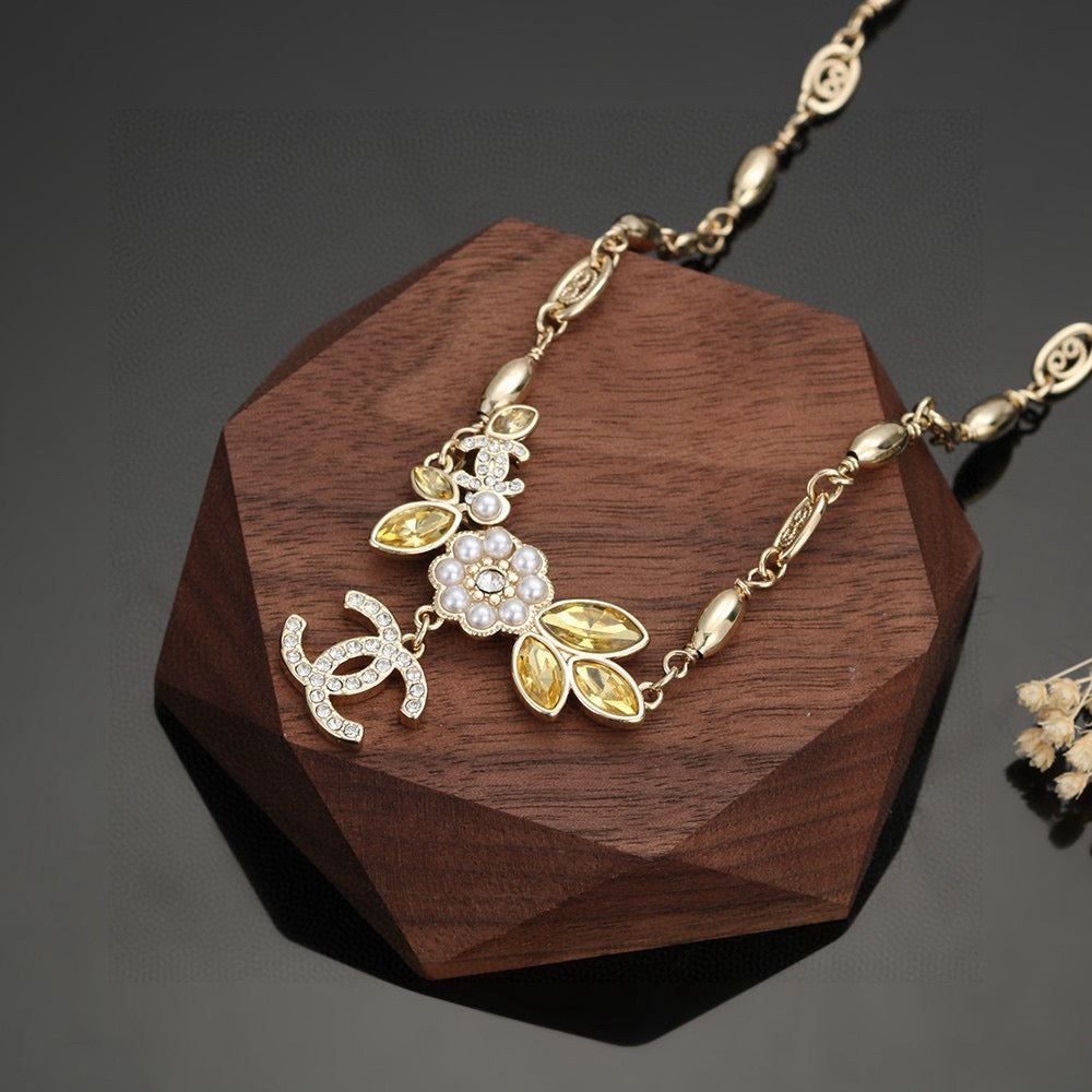 Camellia Pendant Necklace in Gold-Tone – Camellia Detail – Design 007 detail view