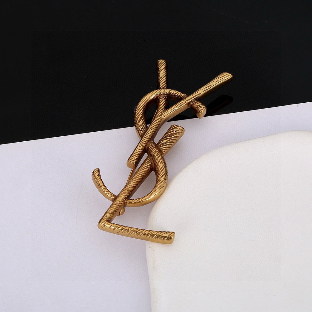 Geometric Emblem Brooch in Polished Metal-Tone – Design 006 main product view