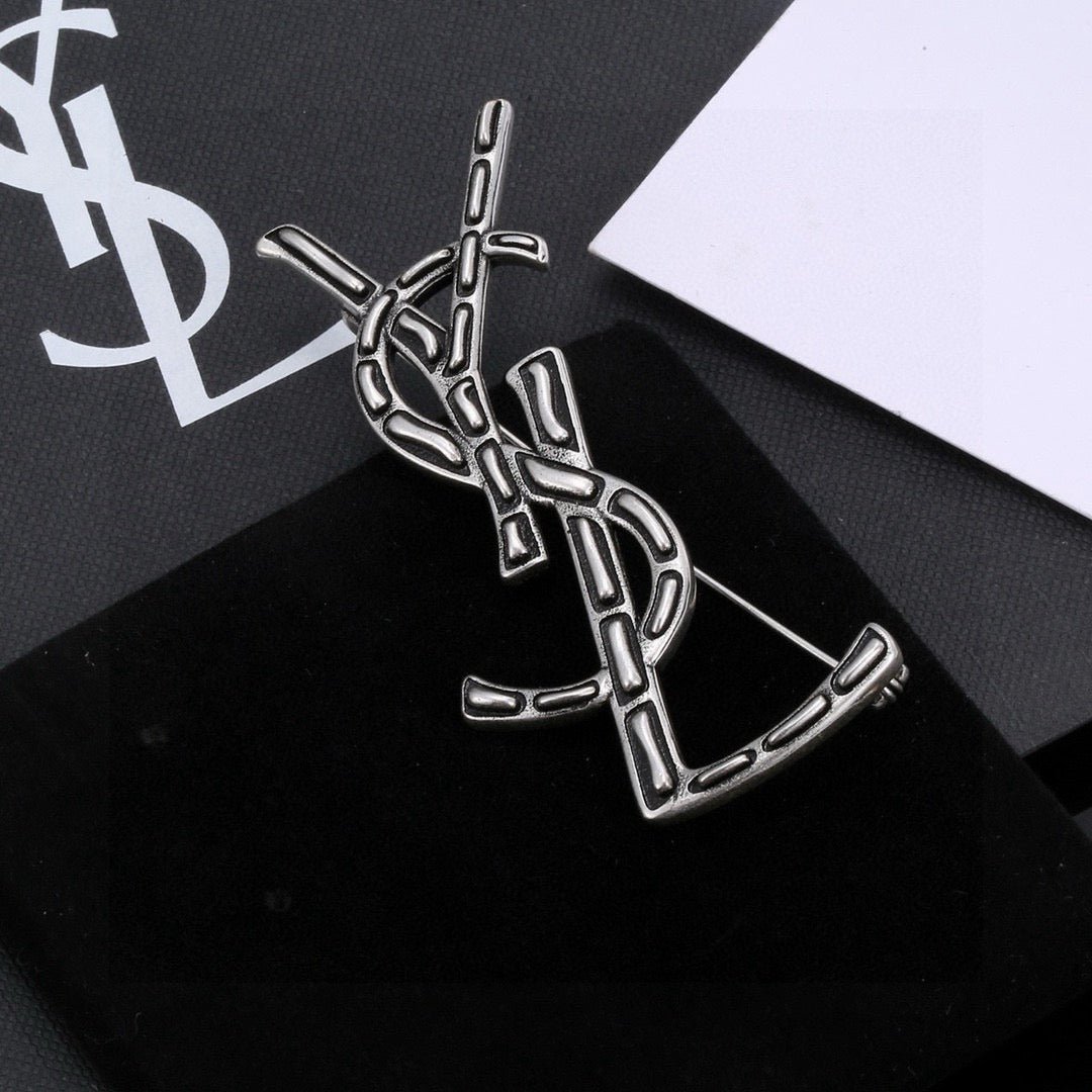 Geometric Emblem Brooch in Polished Metal-Tone – Design 005 front product view