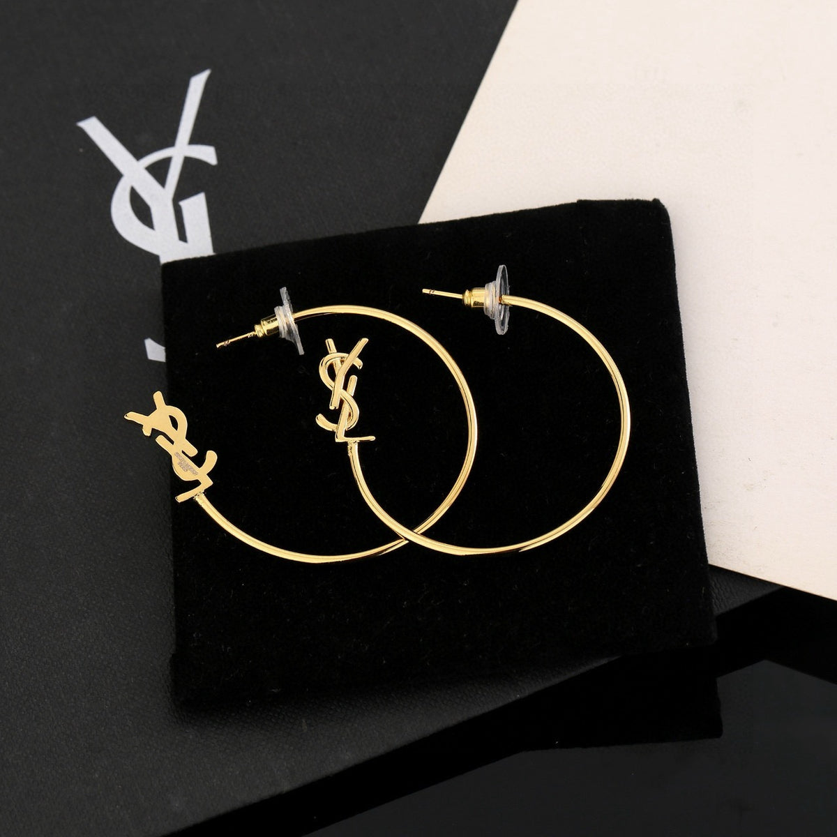 Geometric Emblem Stud Earrings in Polished Metal-Tone – Design 011 main product view
