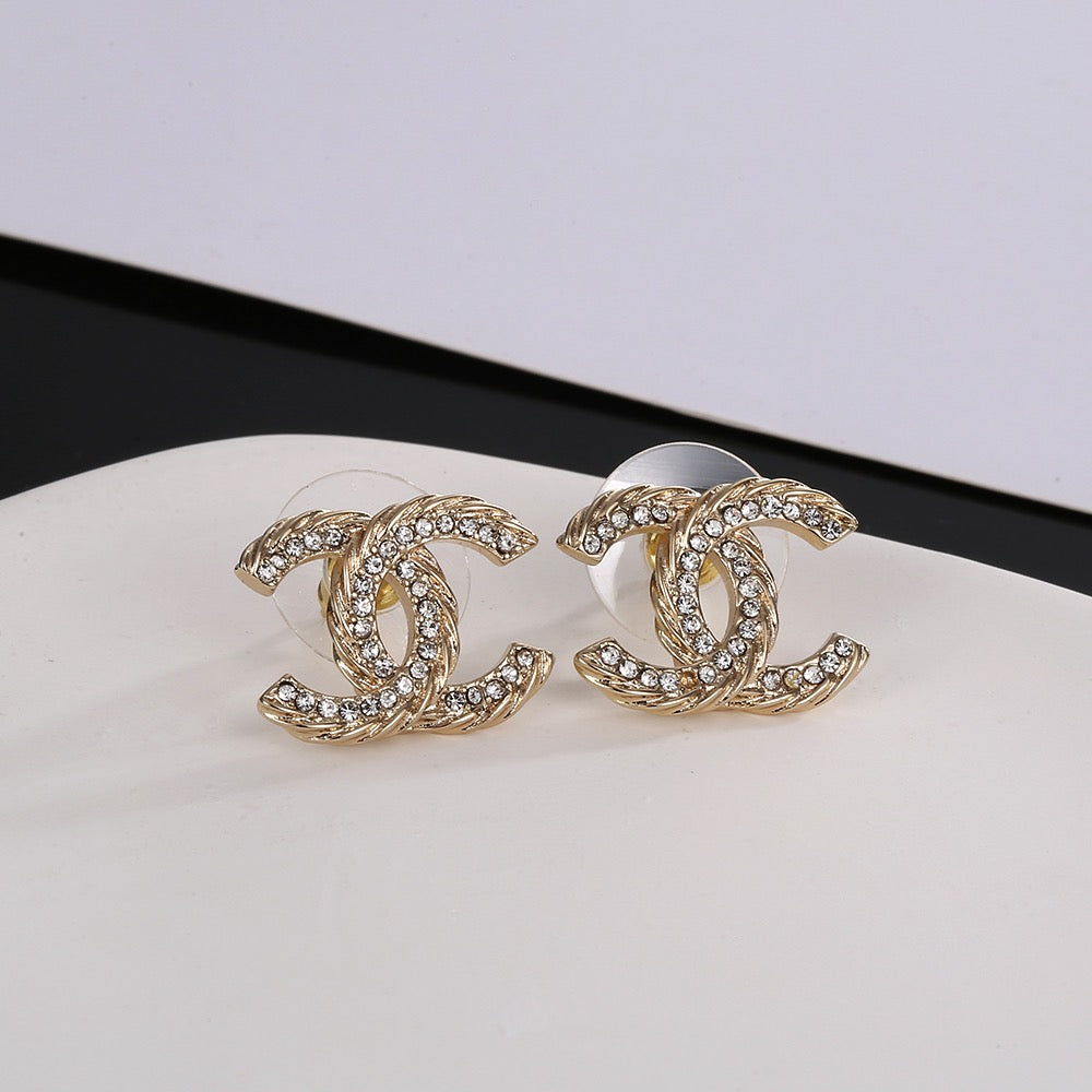 Signature Emblem Stud Earrings in Gold-Tone – Design 074 main product view