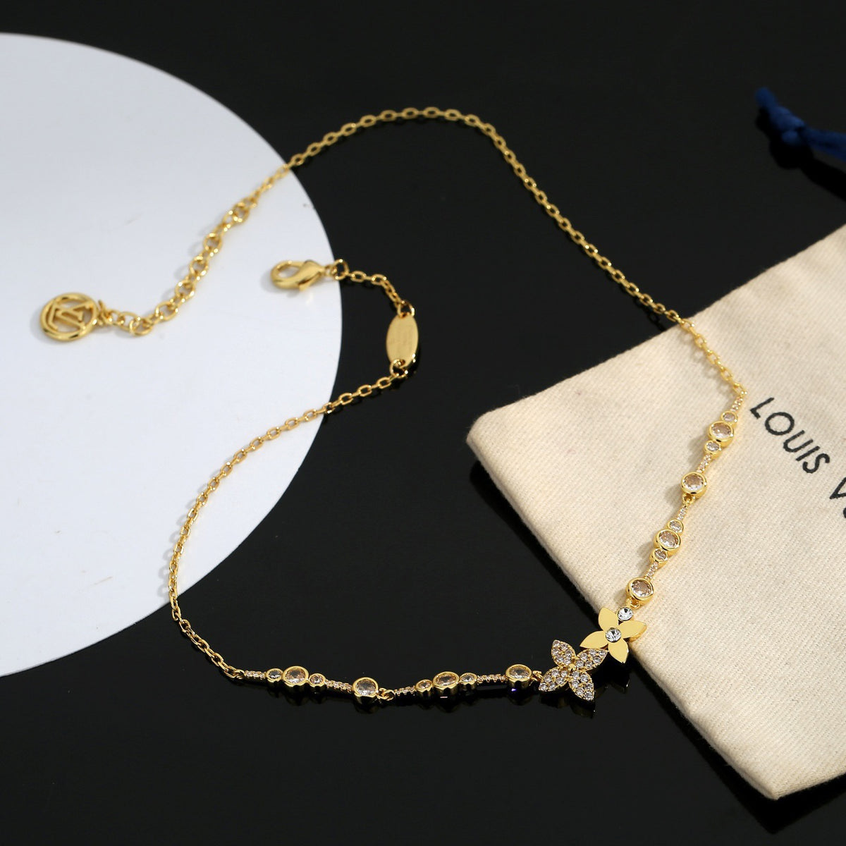 Floral Pendant Necklace in Gold-Tone – Design 008 styled product view