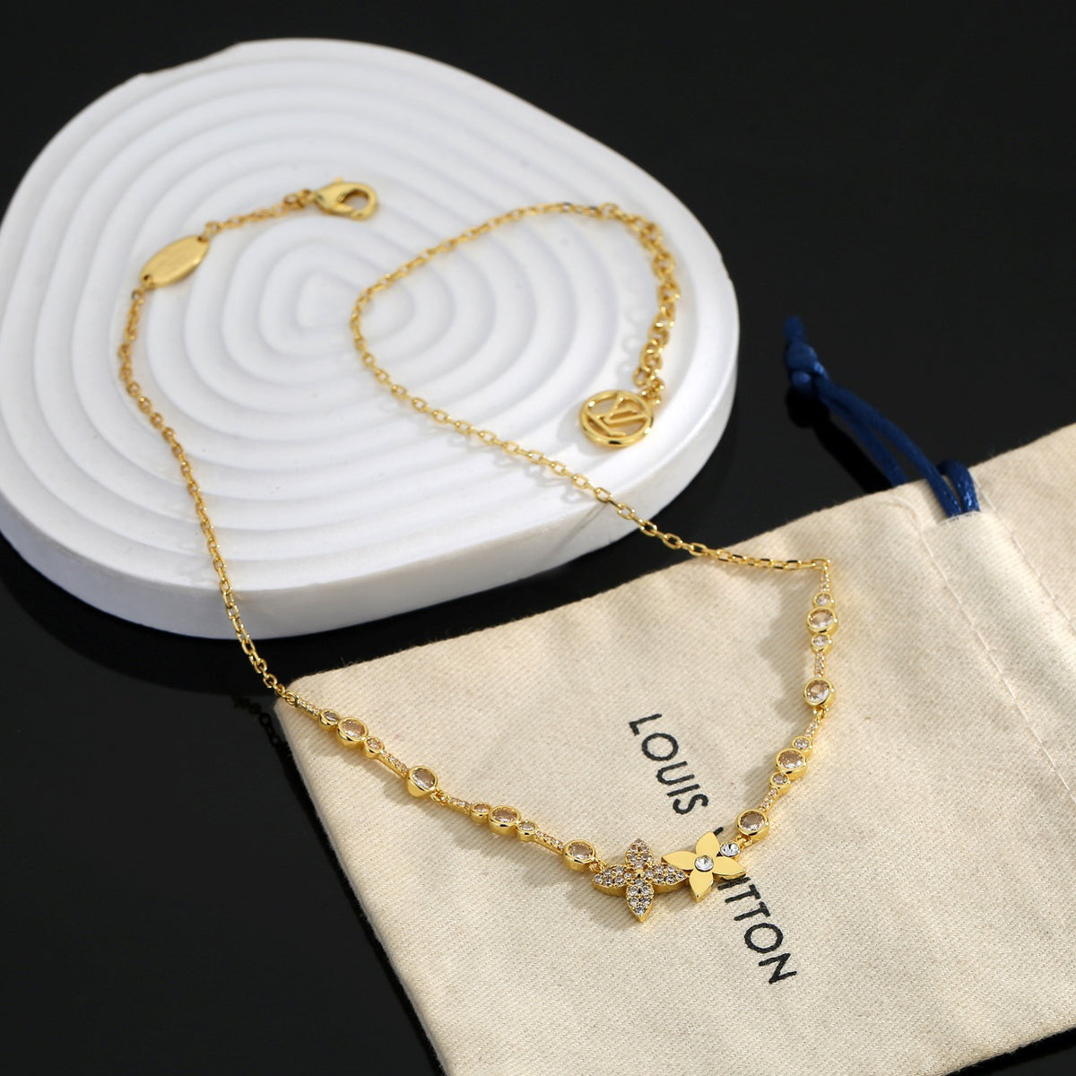 Floral Pendant Necklace in Gold-Tone – Design 007 main product view