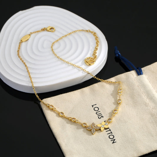Floral Pendant Necklace in Gold-Tone – Design 007 main product view