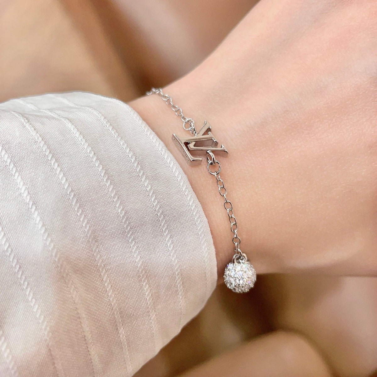 Letter Emblem Bracelet in Polished Metal-Tone – Design 010 main product view